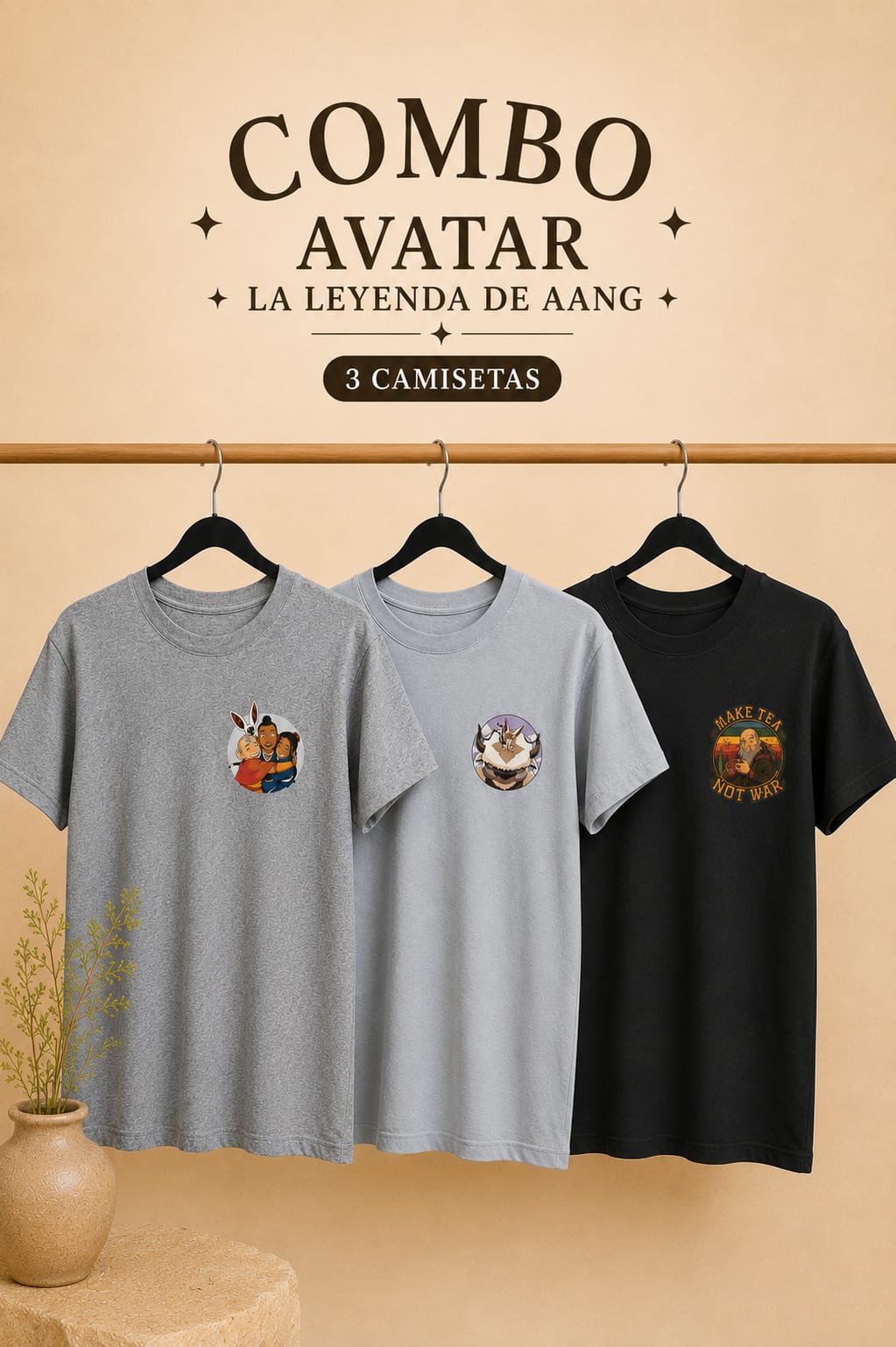 COMBO x3 Camisetas AVATAR LA LEYENDA DE AANG