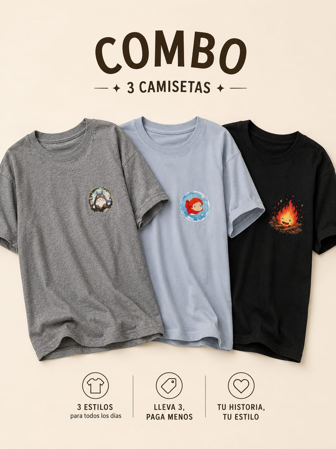 COMBO x3 Camisetas GHIBLI - Imagen 2